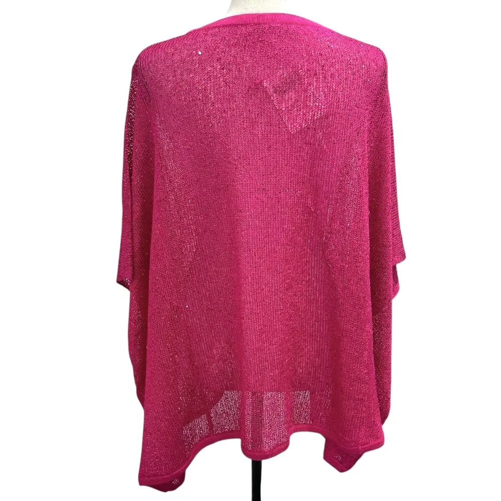 BOSTON PROPER BRIGHT PINK SEQUINS BOXY GLITZ AND GLAMOUR SWEATER  - NWT